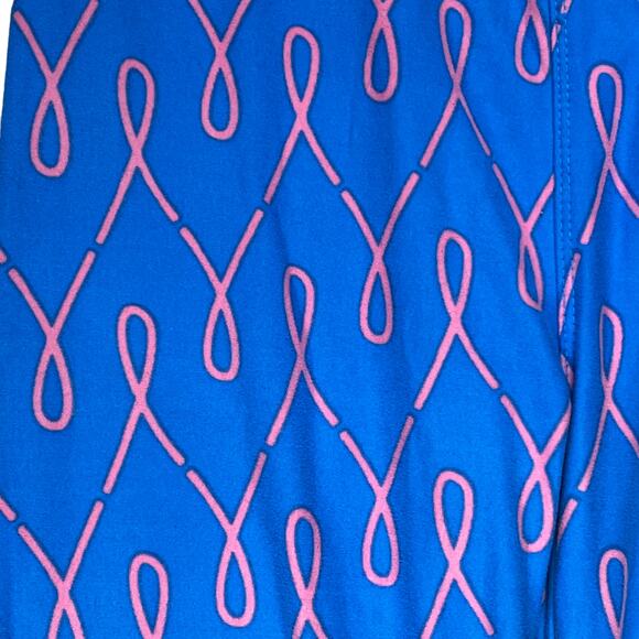 LuLaRoe Breast Cancer Awareness Leggings Blue Pink Ribbon One Size - Picture 6 of 11